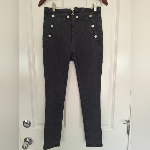 rag & bone Denim - Rag & Bone Penton Pant in Black skinny jeans Snap buttoned frontal‎ flap size 27